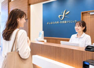 受付をしている女性